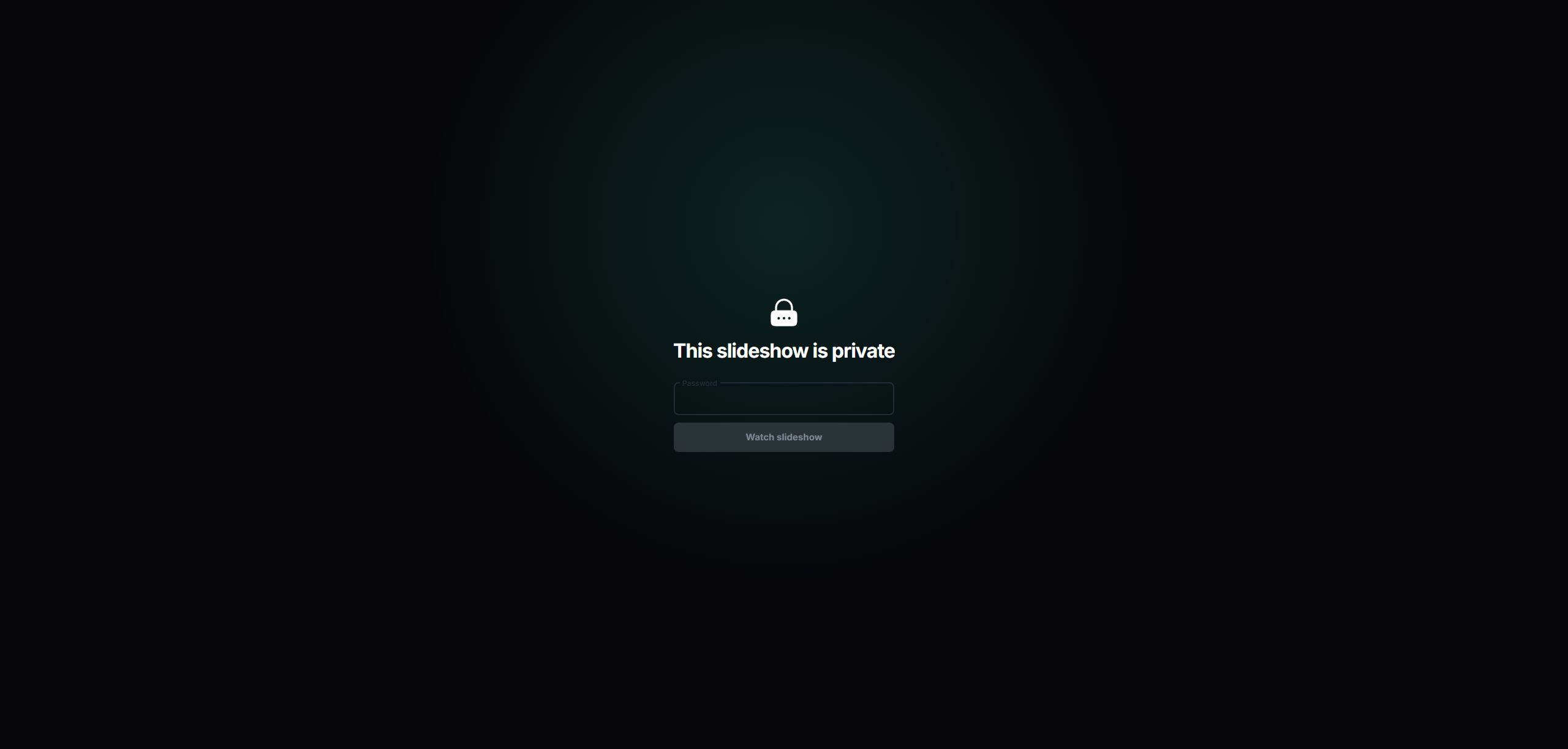 The password prompt shown before a protected Pro Slideshow opens