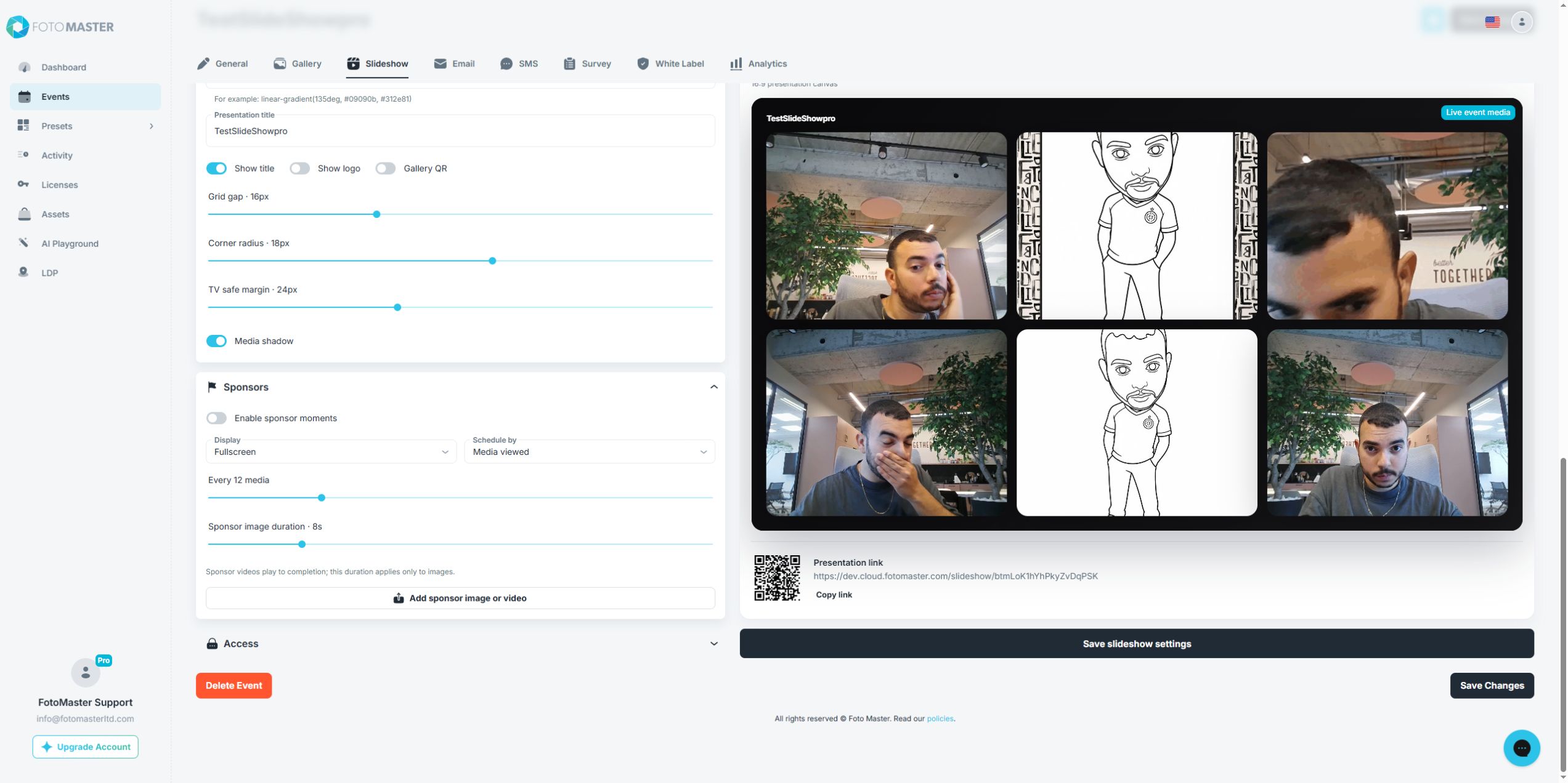 Sponsor settings for display style, scheduling, image duration, and sponsor upload